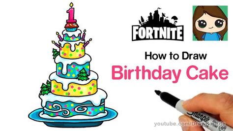 how to draw the fortnite birthday cake easy cake drawing