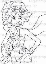 African Pages Coloring Digi Etsy Stamps Women Stamp Digital Turban Instant American Colouring Paintings Visit Book Arte Depuis Enregistrée Sold sketch template