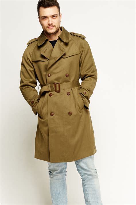 khaki longline trench coat