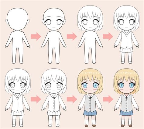 cara menggambar karakter anime chibi langkah demi langkah anidraw