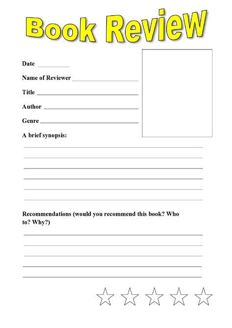 book review template  elementary students  popular