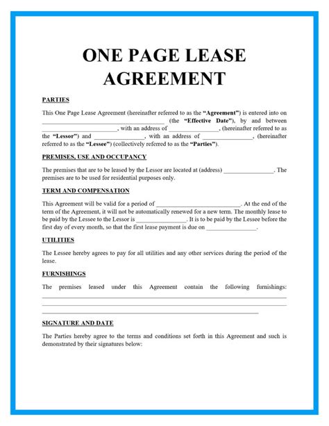 lease agreement forms gallery  agreements template