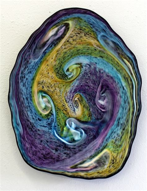 Beautiful Hand Blown Glass Art Wall Platter Bowl 6858 Green