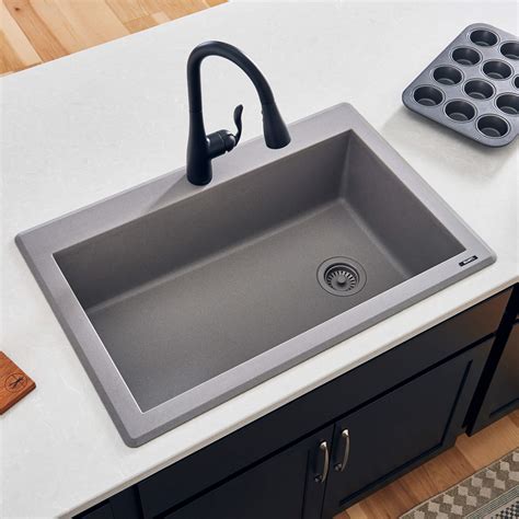ruvati     epigranite drop  topmount granite composite single bowl kitchen sink