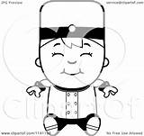 Bellhop Sitting Boy Hotel Clipart Cartoon Outlined Coloring Vector Cory Thoman Royalty sketch template