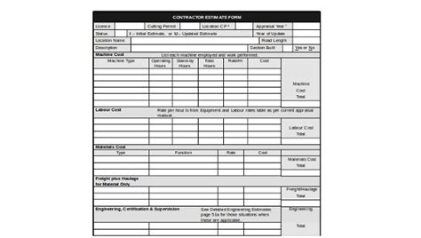 sample contractor estimate forms   ms word