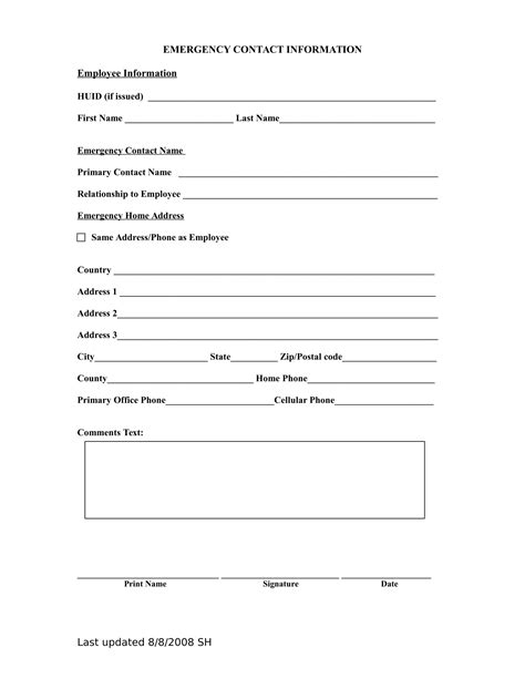 contact information forms  ms word