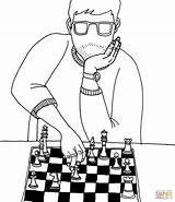 Chess Ajedrez Szachy Xadrez Colorir Jugando Jogador Scacchi Gioco Playing Granie Kolorowanka Stampare Piezas Skip sketch template