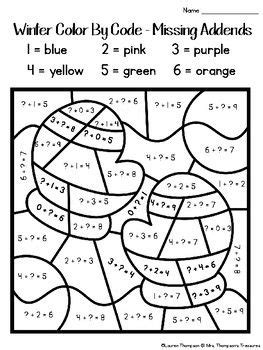 winter coloring pages color  code  grade math coloring