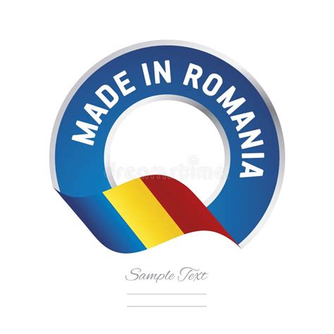romania flag blue color label button logo icon banner stock