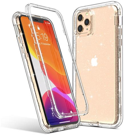 iphone  pro max case ulak slim clear glitter sparkle heavy duty shockproof rugged protection