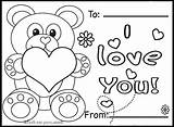 Printable Coloring Cards Valentines Pages Teddy Kids Bears sketch template