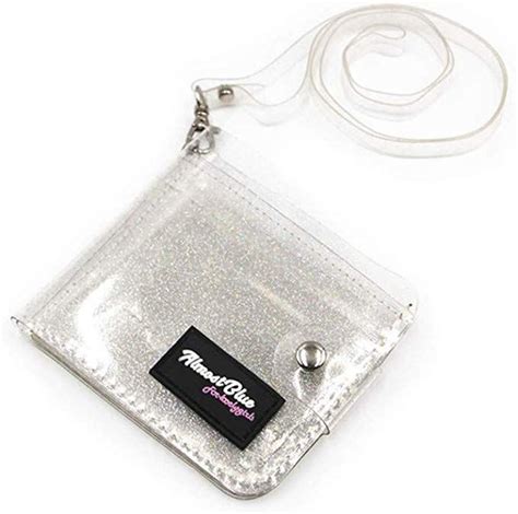women clear wallet lanyard cute jelly bifold wallet purse card holder coin pouch silver