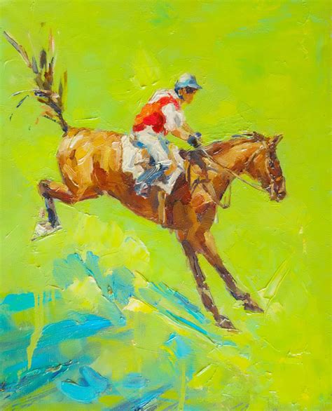horse rider painting equestrian rider horse  jockeys  etsy