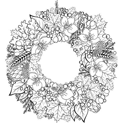 autumn holiday wreath coloring page fall  giving etsy