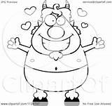 Amorous Faun Outlined Pan Clipart Cartoon Coloring Vector Cory Thoman Royalty sketch template