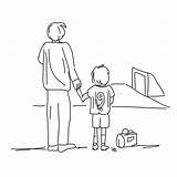 Illustration Isolated Bringing Soccer Dad Son Preview sketch template