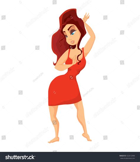 Girl Dance Lady Red Dress Dance Stock Vector 422612998 Shutterstock