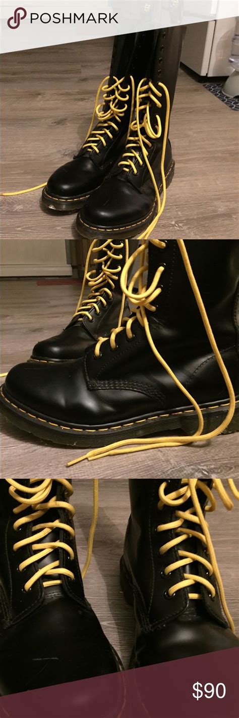 tall  martens  yellow laces yellow lace  martens boots