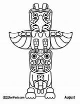 Totem Pole Coloring Popular Wolf Pages sketch template