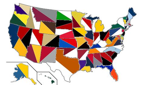 map  united states  shown  flagship university colors