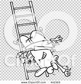 Ladder Clip Businessman Rung Upside Outline Illustration Cartoon Down Rf Royalty Toonaday sketch template