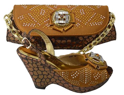 fashion woman brown italian matching shoes and bags set party lady