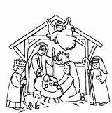 Coloring Nativity Christmas Scene Pages Printable Color Preschool sketch template