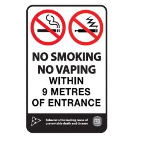 No Smoking No Vaping Within 9m 30x45cm Guelph Signs