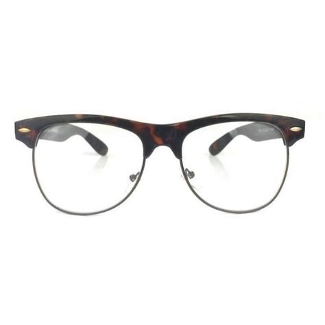 50 s retro half metal nerd geek men women eyeglasses clear lens brown frame ebay