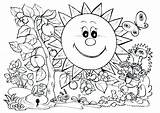Coloring Nature Pages Plants Sun Size Printable Scenes Printables Toddlers Kids Print Color Beautiful Online Animals Getcolorings Garden sketch template