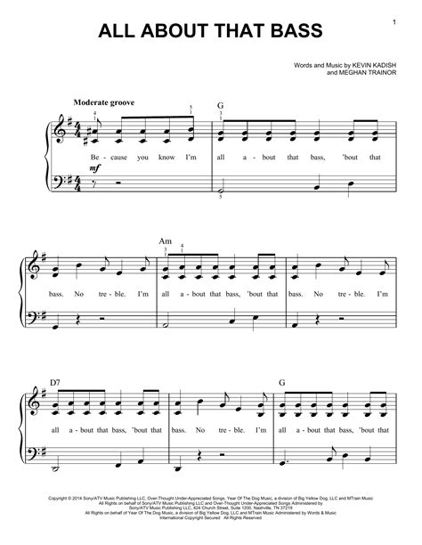 All About That Bass Piano Sheet Music By Meghan Trainor