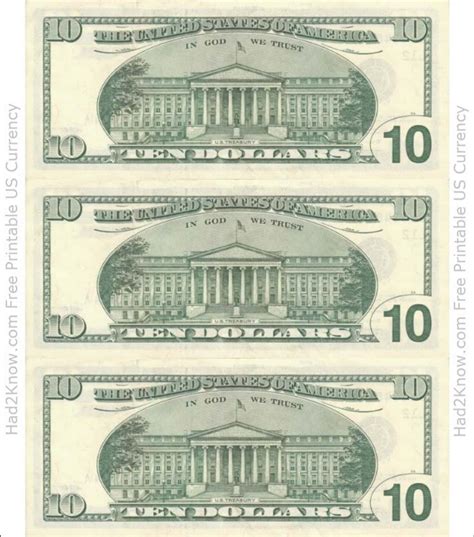 ten dollar bill template   printable  templateroller
