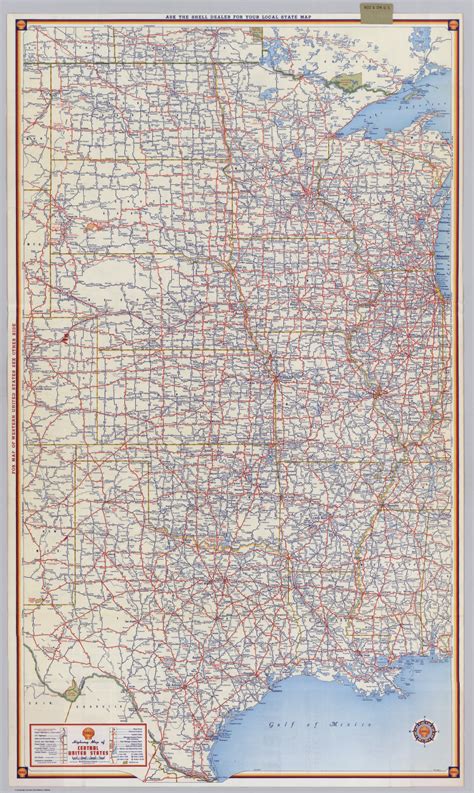 road map  central united states tourist map  english