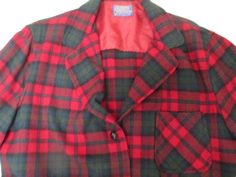 vintage early 60 s pendleton 3 pocket jacket blazer red shadow plaid