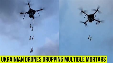 ukrainian quadcopter drones  capable  dropping multiple mortars bombs  russian targets