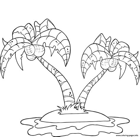 coconut palm trees  island coloring page printable