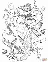 Coloring Mermaid Pages Printable Supercoloring Drawing sketch template