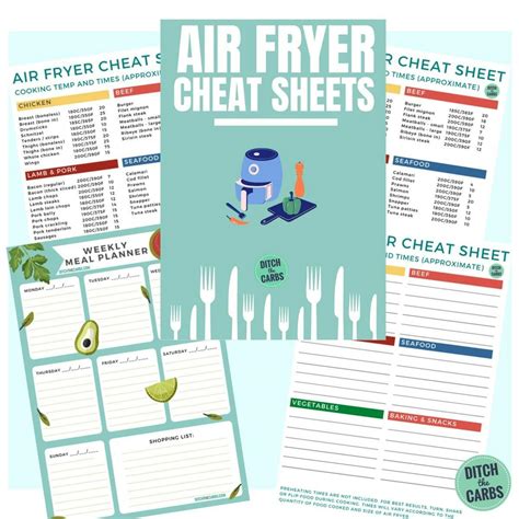 air fryer cooking charts