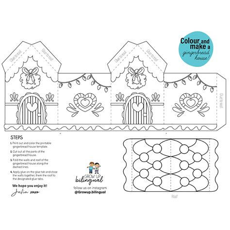 printable gingerbread house template  colour etsy australia
