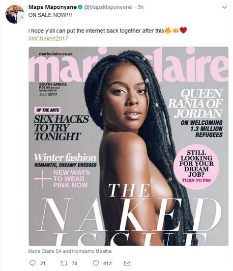Maps Gushes Over Nomzamo S Saucy Marie Claire Cover Okmzansi