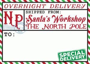 silhouette design store north pole shipping label christmas