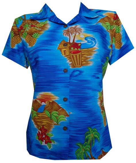 hawaiian shirt women scenic flower print aloha beach blouse ebay