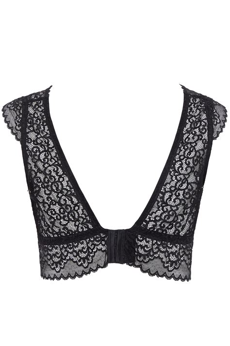 Black Lace Wide Strap Bralette Yours Clothing