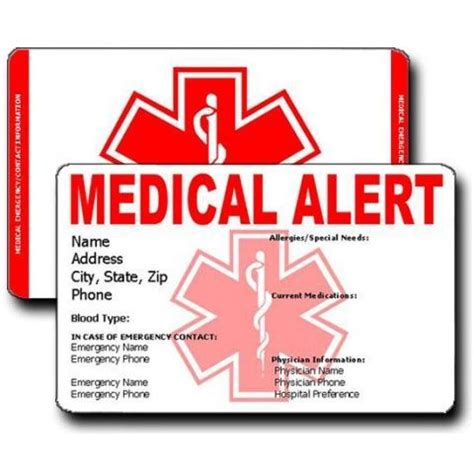 medical alert cards   handy    important information