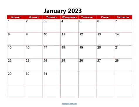 january 2023 calendar printable pdf template with holidays
