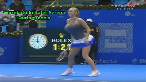 Caroline Wozniacki Imitates Serena Williams During Tennis Match Very