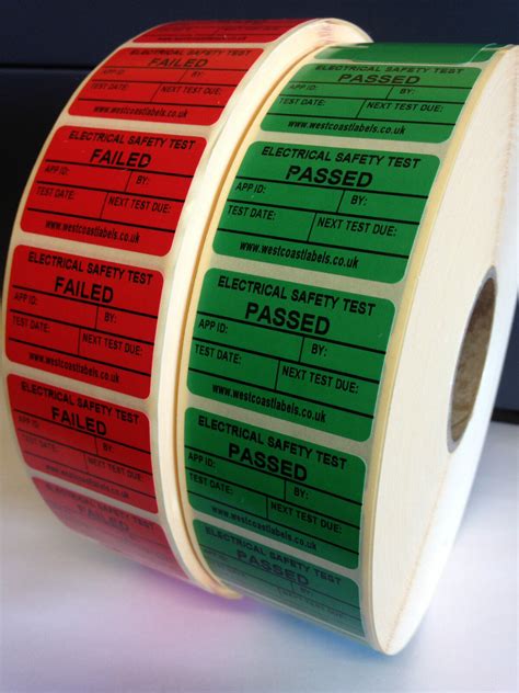 personalised freepat testing stickers electrical labels pass  fail