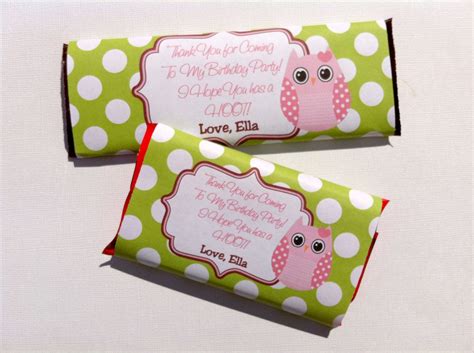 owl candy bar wrapper diy printable file personalized party