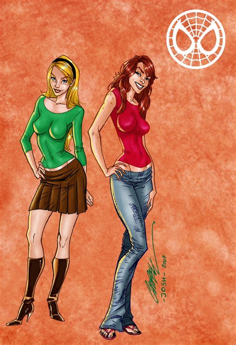 gwen stacy and mary jane pin up in josh templeton s my inkings on j